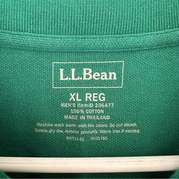 LL Bean Men's Premium Double L Polo Shirt Long Sleeve Green XL Cotton - Picture 3 of 7